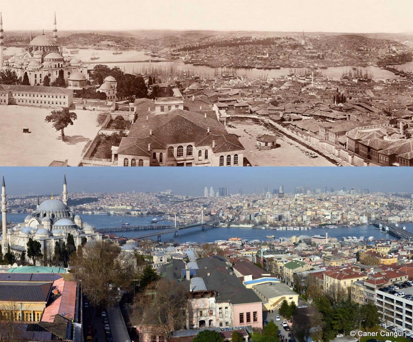 Beyazıt Kulesi'nden Haliç Yönü geçmişten günümüze