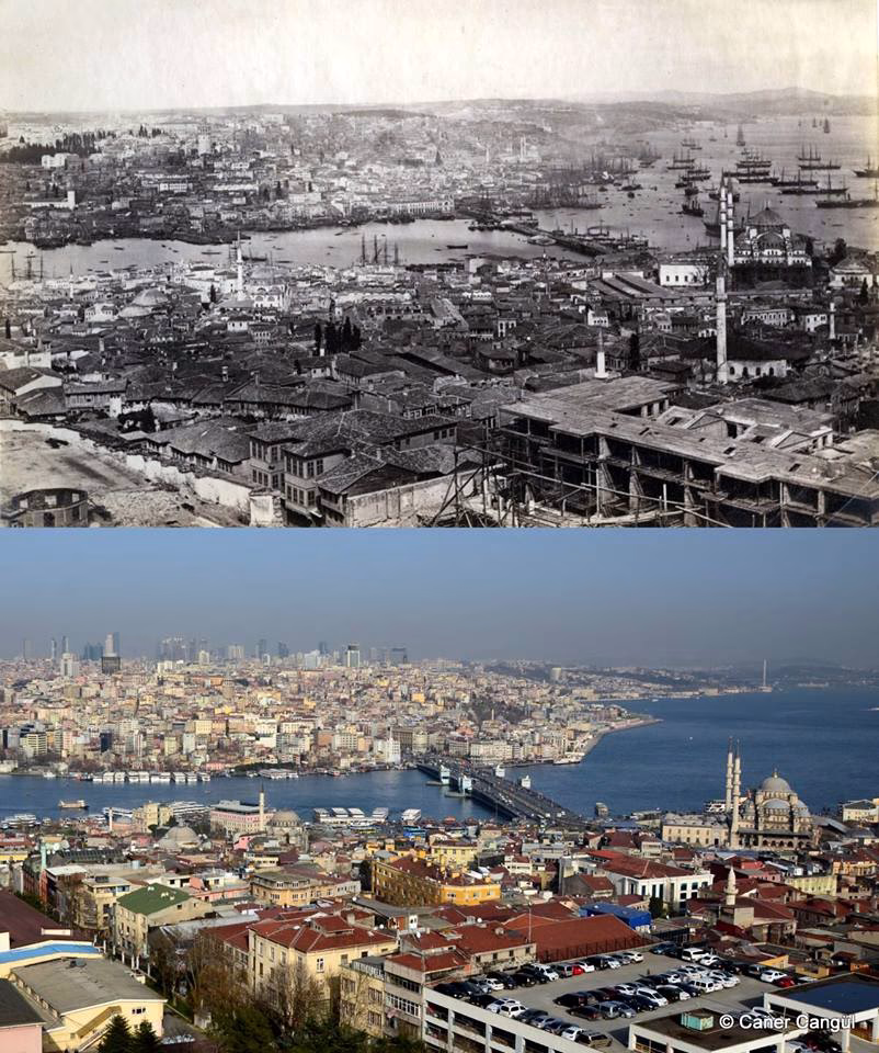 Beyazıt Kulesi'nden Eminönü Yönü geçmişten günümüze