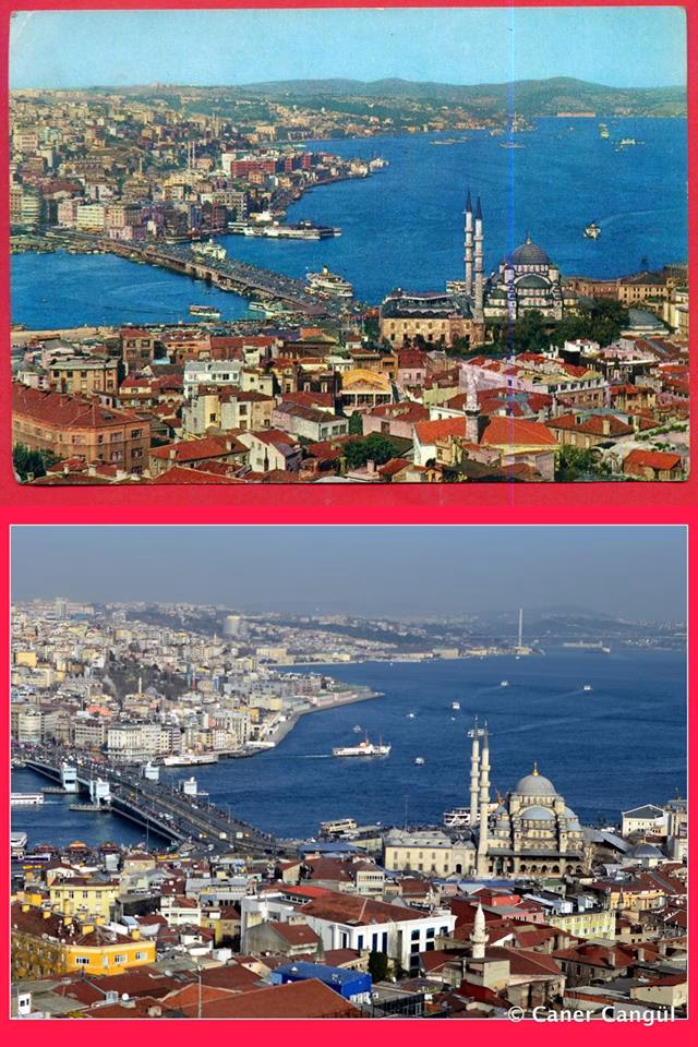 0'lı yıllardan bir kartpostalla Beyazıt Kulesi'nden karşılaştırma geçmişten günümüze