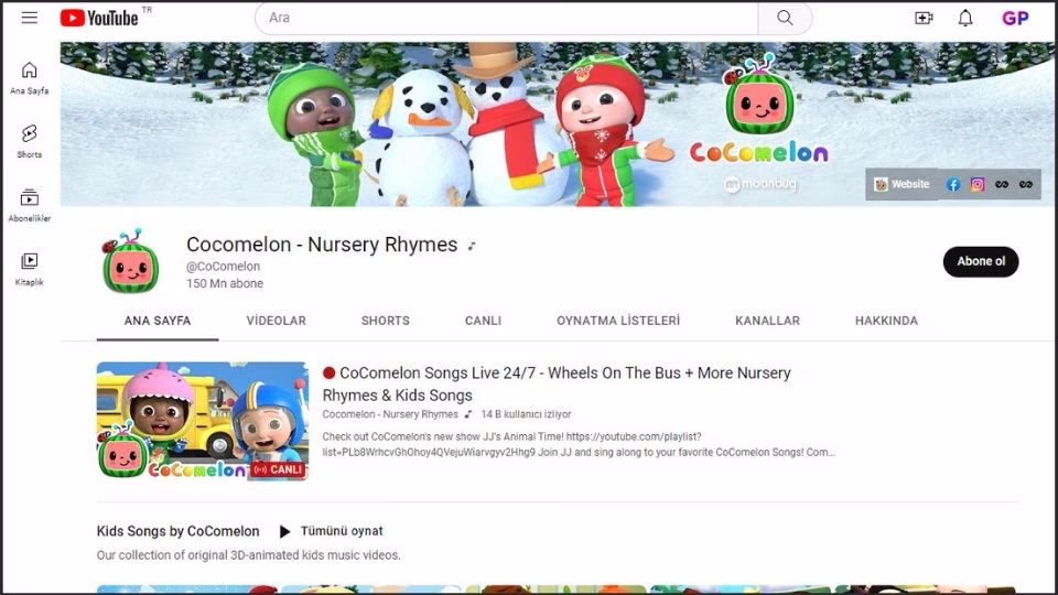 Cocomelon - Nursery Rhymes youtube kanalı