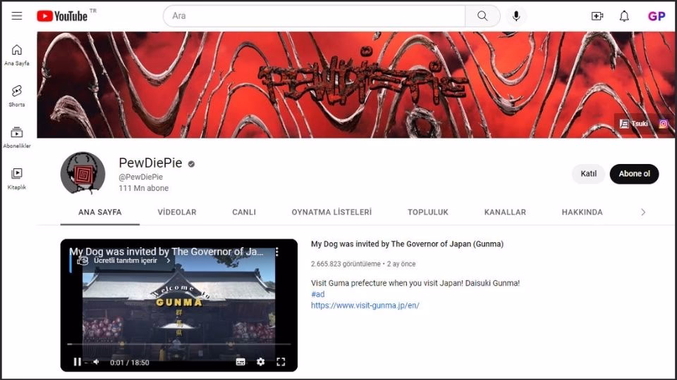 PewDiePie youtube kanalı