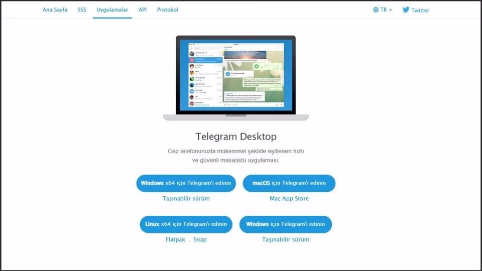 Telegram uygulama sayfası