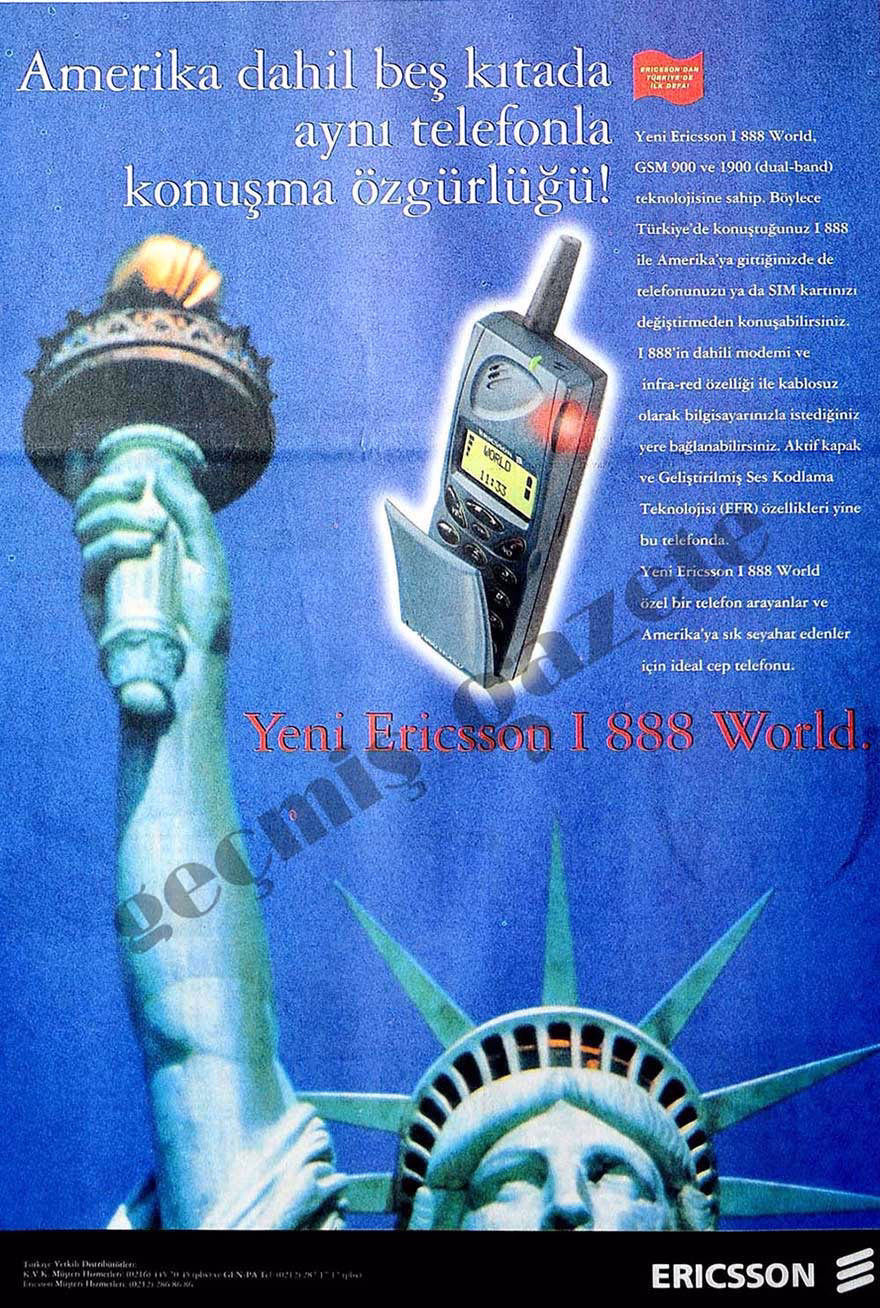 Ericsson I 888 World tarihi cep telefonu reklamı