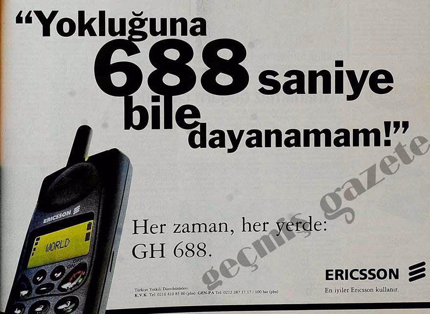 Ericsson GH 688 tarihi cep telefonu reklamı