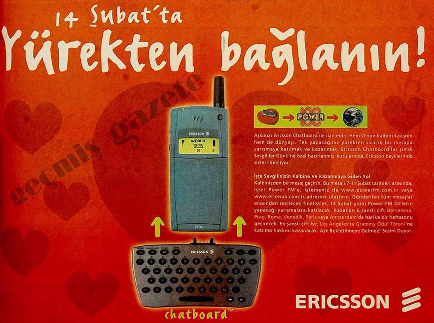 Ericsson Chatboard tarihi cep telefonu reklamı