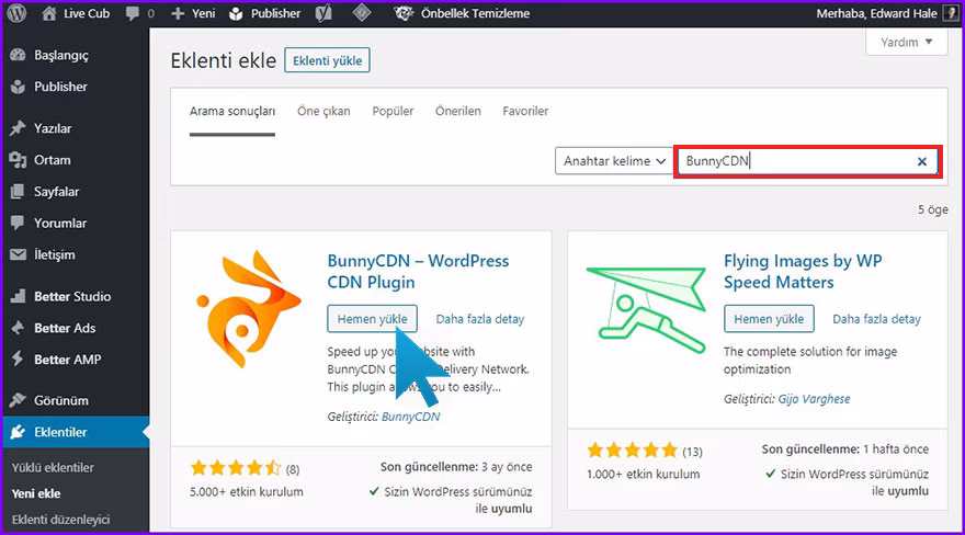 BunnyCDN ucretsiz cdn free cdn kurulumu 05