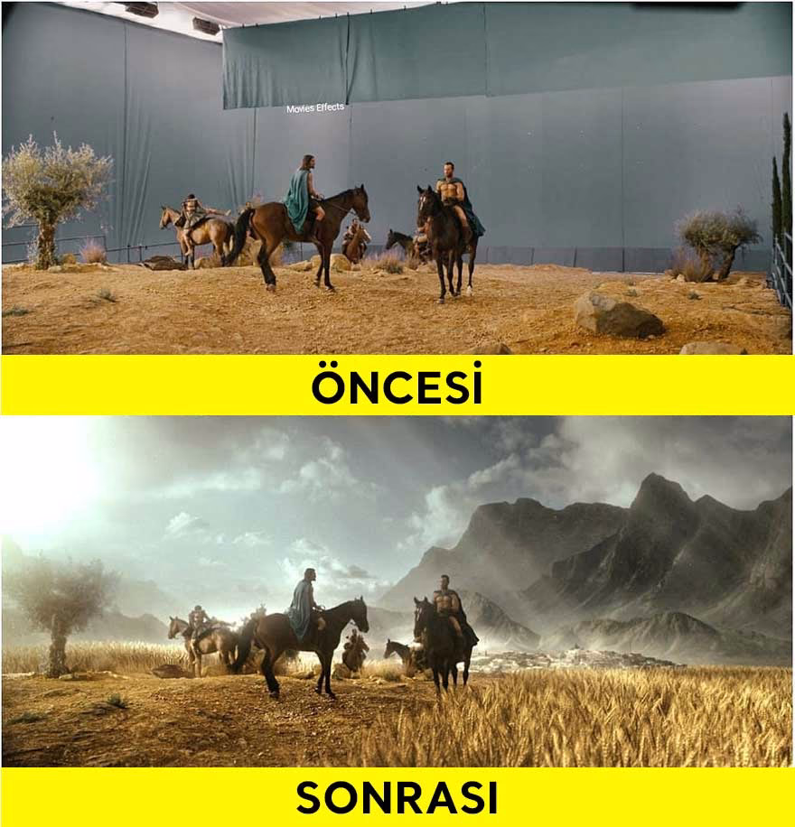 görsel efektlerden öncesi ve sonrası