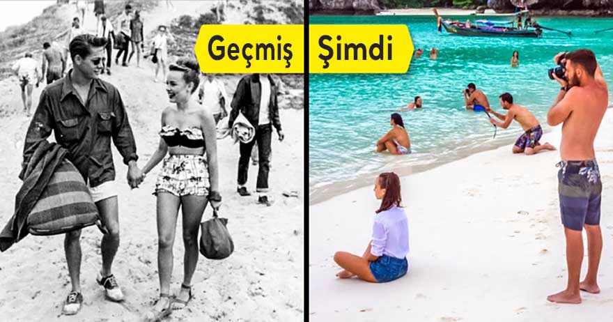 geçmişten günümüze Sahildeki çiftler