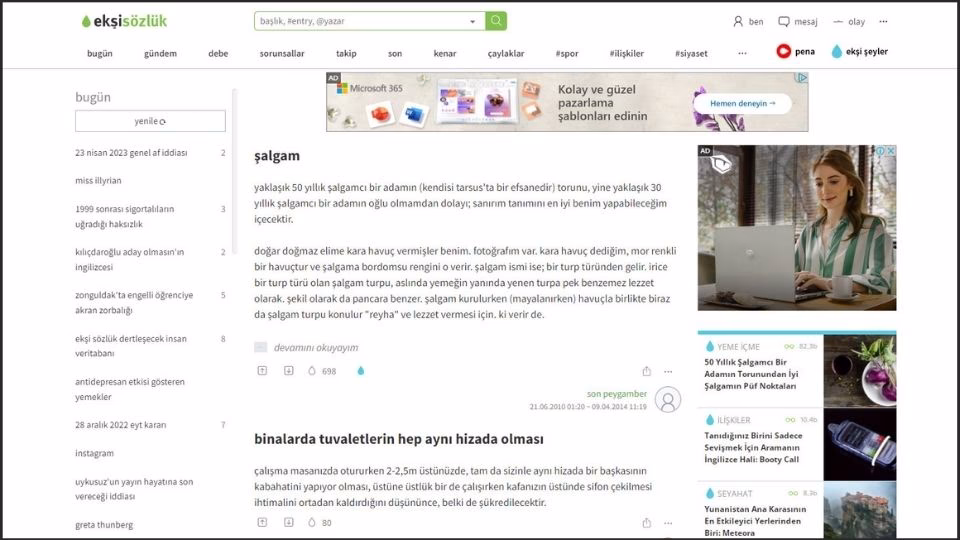 ekşi sözlük internet sitesi