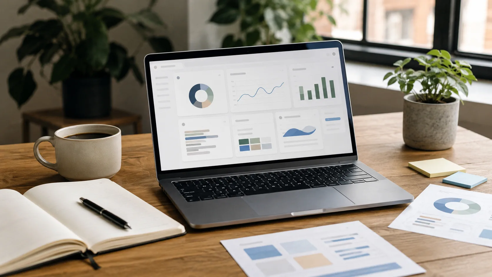 kadın girişimcilik verileri için boş grafik kartları ve laptop