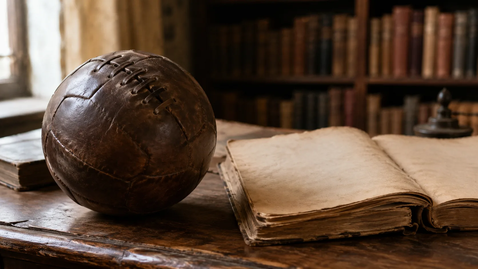 Eski İngiliz futbol kuralları metni ve dönemin futbol topu