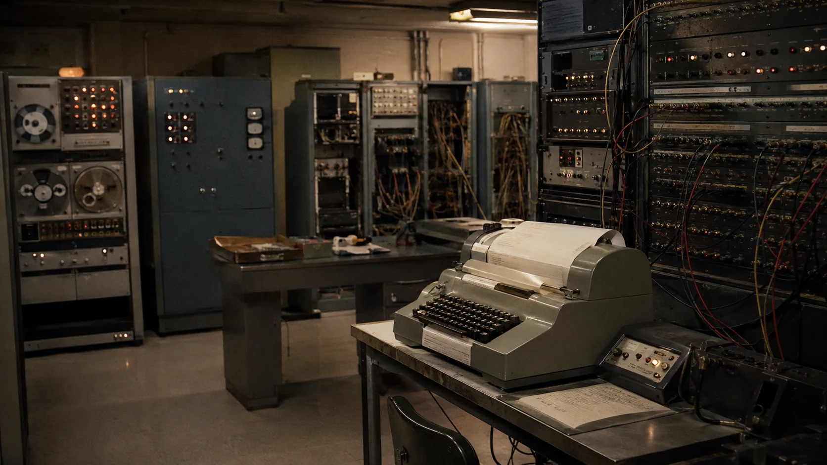 erken bilgisayar ağı ve ARPANET bağlantı odası atmosferi