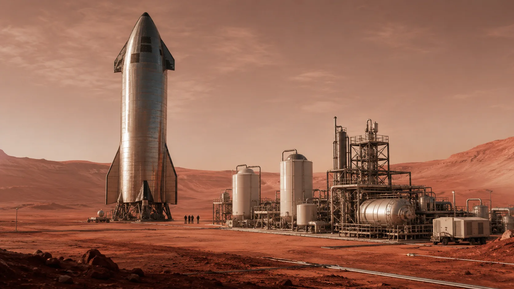 Mars görevleri için yeniden kullanılabilir ağır roket ve yakıt üretimi konsepti