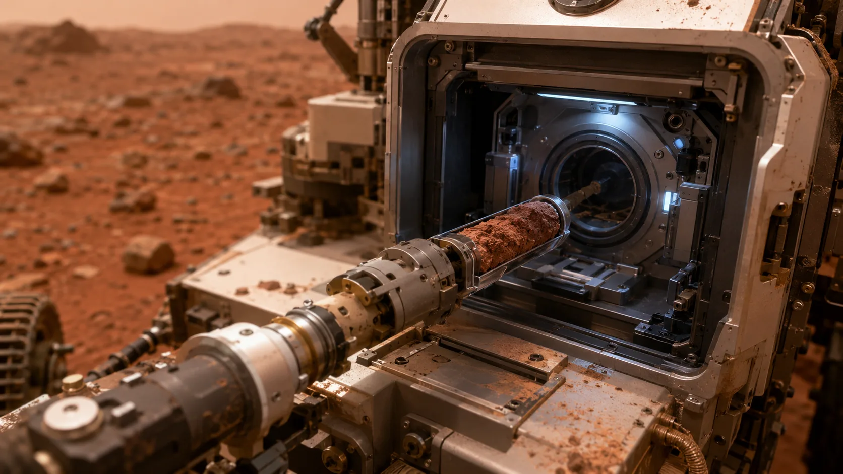 Mars kaya örneği ve rover laboratuvar analizi atmosferi