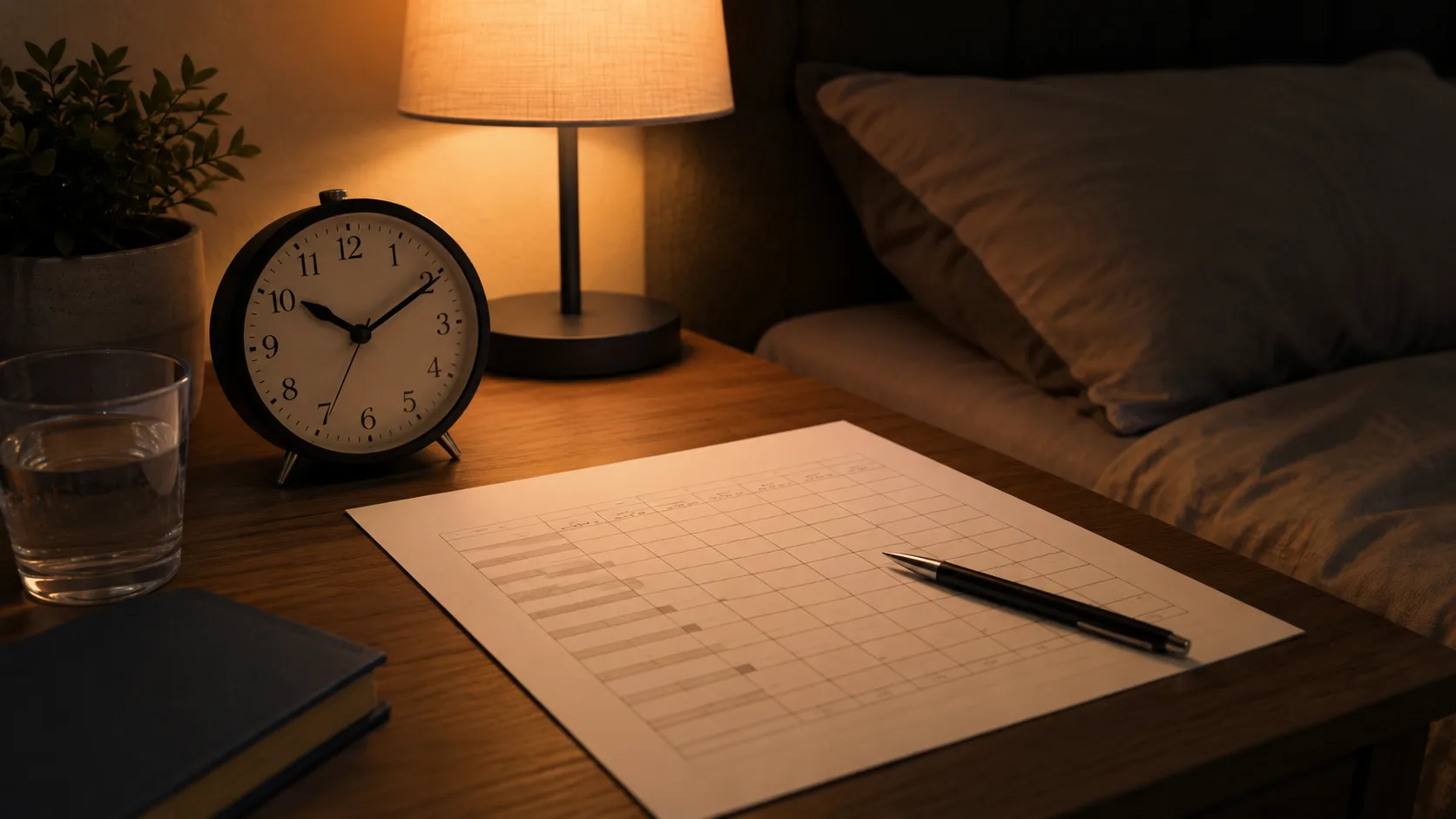 uyku döngüsünü temsil eden boş gece takvimi ve saat