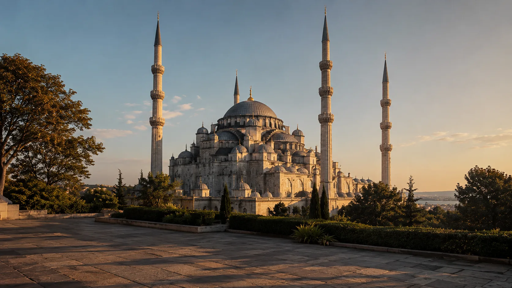 Selimiye Camii Edirne dört minaresi ve merkezi kubbe dıştan görünüm