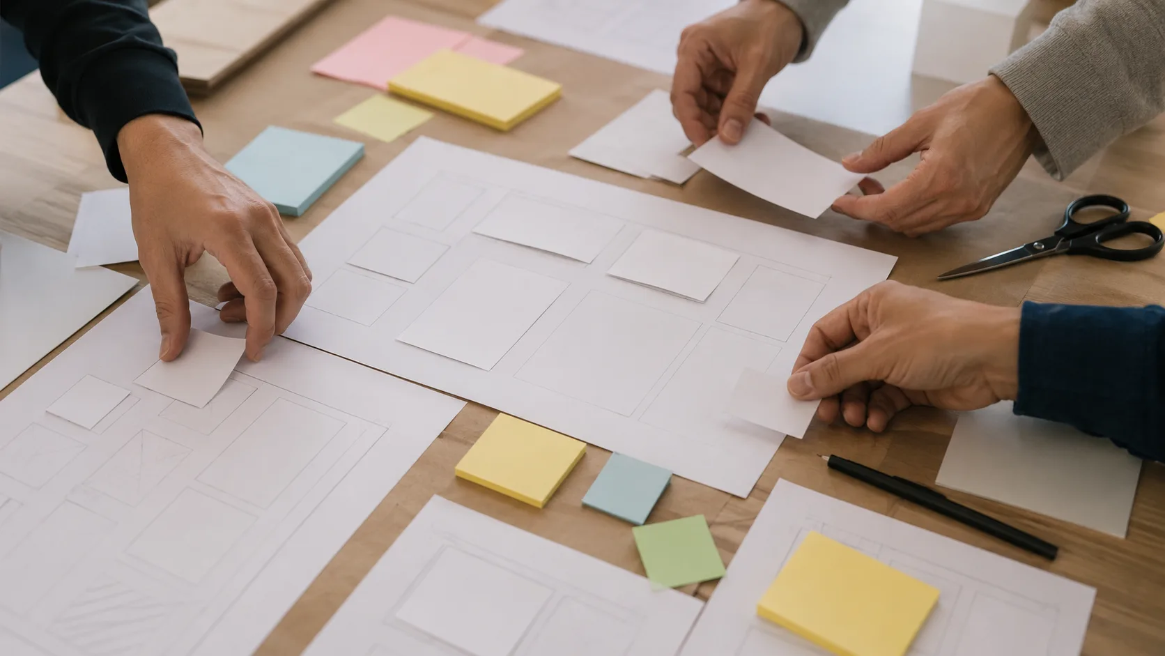 tasarım düşüncesi süreci için boş prototip kartları